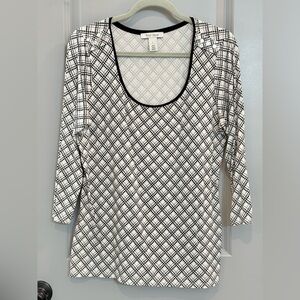 White House Black Market Plaid Long Sleeve Top